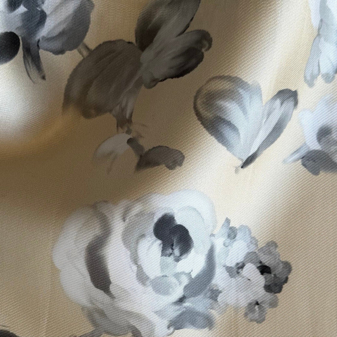 Romantic Monochromatic Peonies Crisp Polyester Mikado Twill