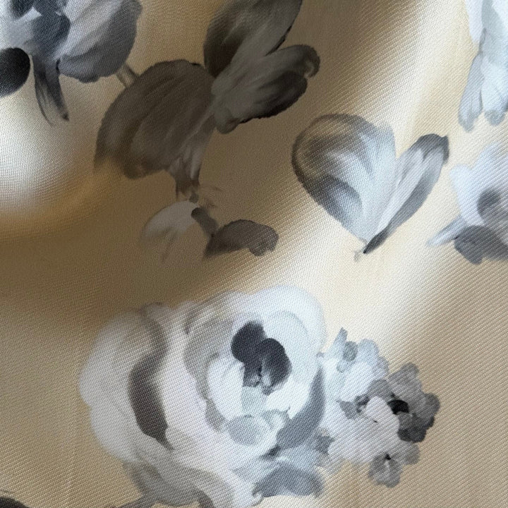Romantic Monochromatic Peonies Crisp Polyester Mikado Twill