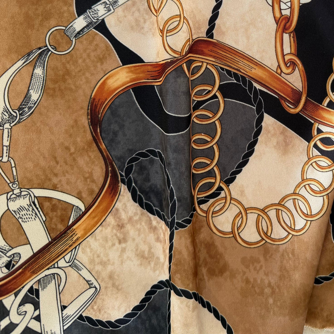 Equestrian Montage Polyester Crepe de Chine