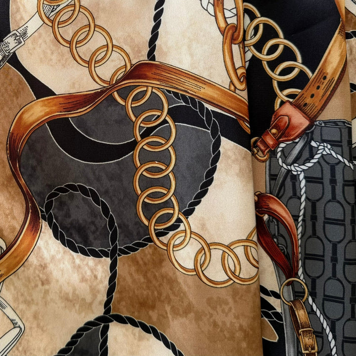 Equestrian Montage Polyester Crepe de Chine