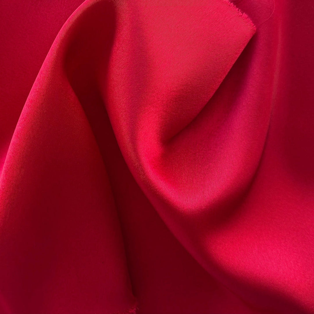 Lighter-Weight Lipstick Red Polyester Satin Charmeuse