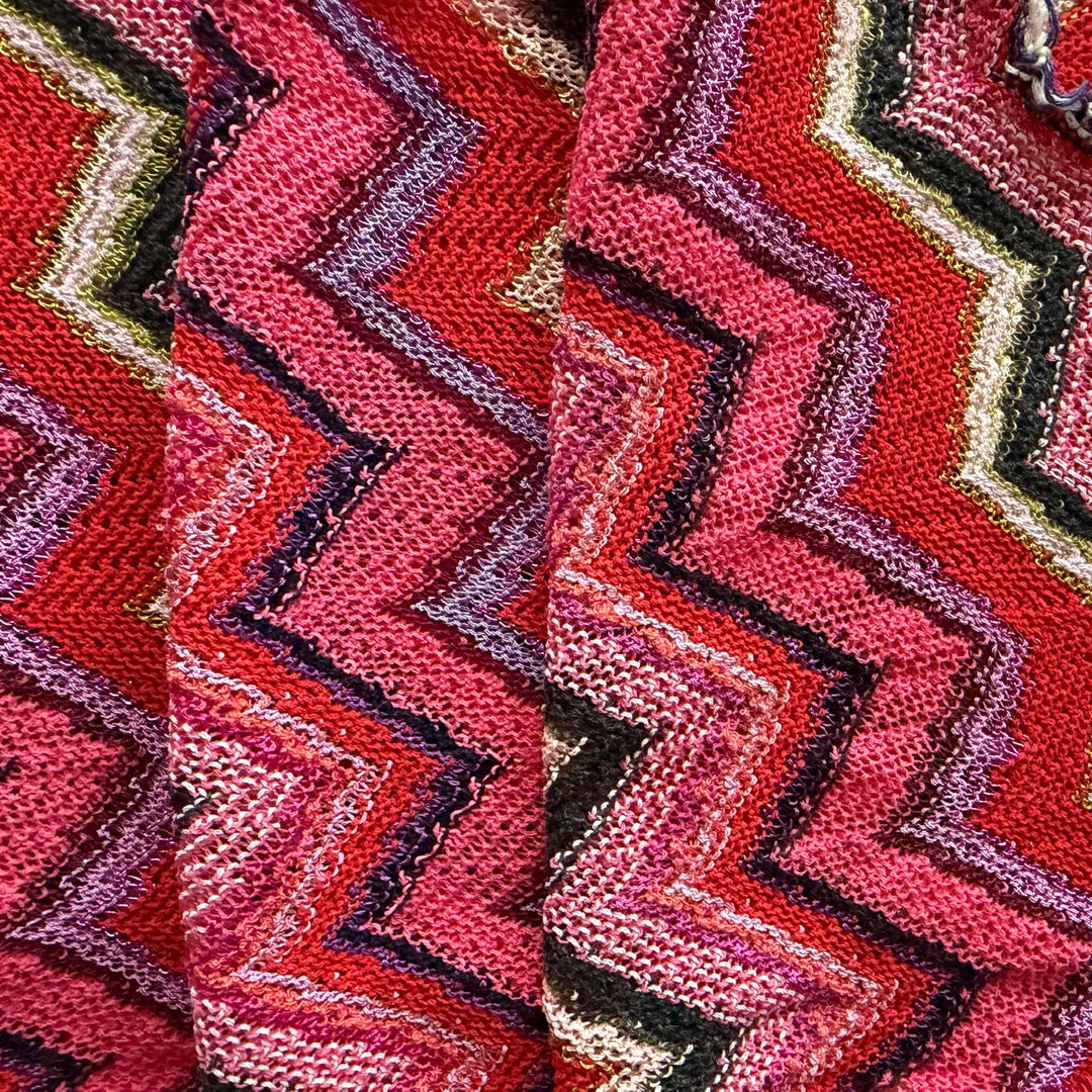 Designer Lighter-Weight Apple Cart Zig-Zag Cotton Blend Sweater Knit (Made in Italy)