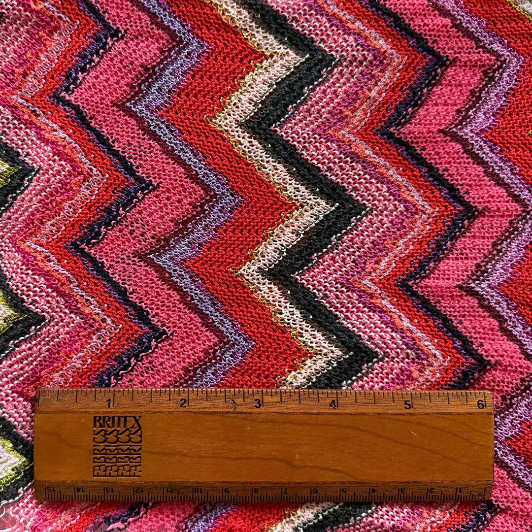 Designer Lighter-Weight Apple Cart Zig-Zag Cotton Blend Sweater Knit (Made in Italy)