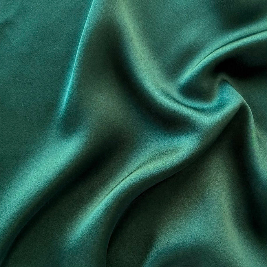 Lighter-Weight Bottle Green Polyester Satin Charmeuse