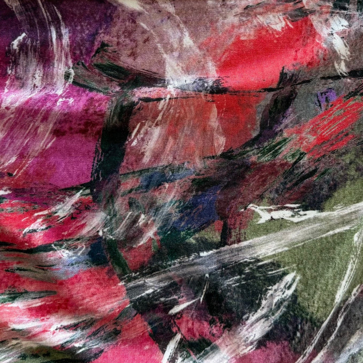 Abstract Raspberry Crush Rayon Jersey Knit (Made in Italy)