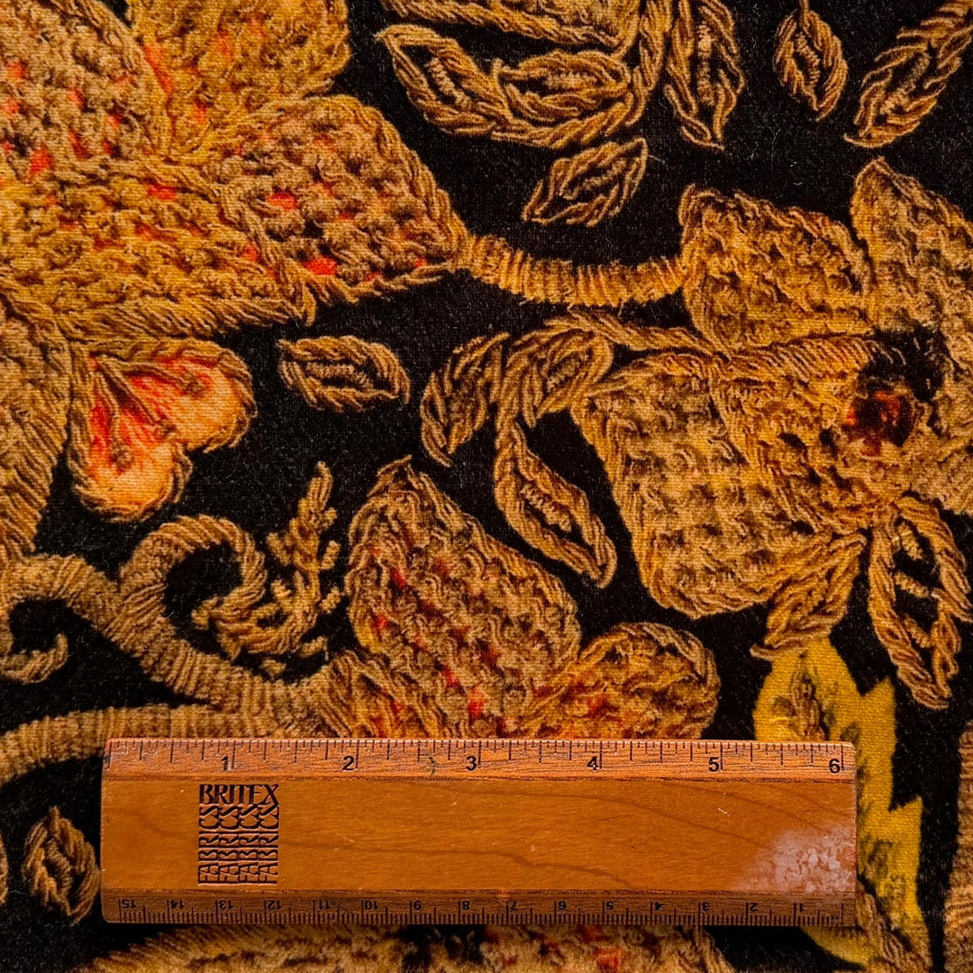 Intricate Saffron Swirls Cotton Velvet (Made in Italy)