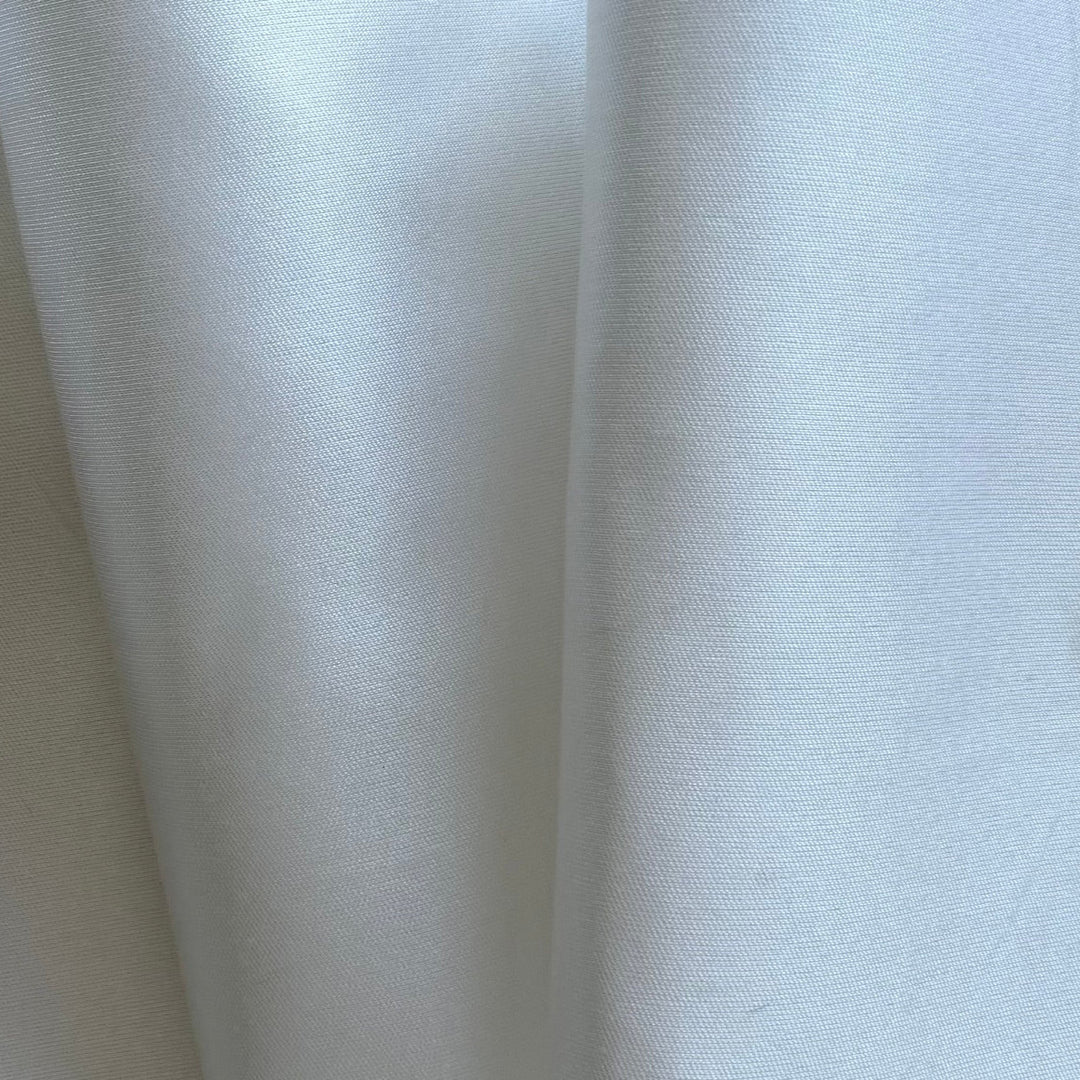 Elegant Bright White Crisp Silk & Cotton Mock Mikado