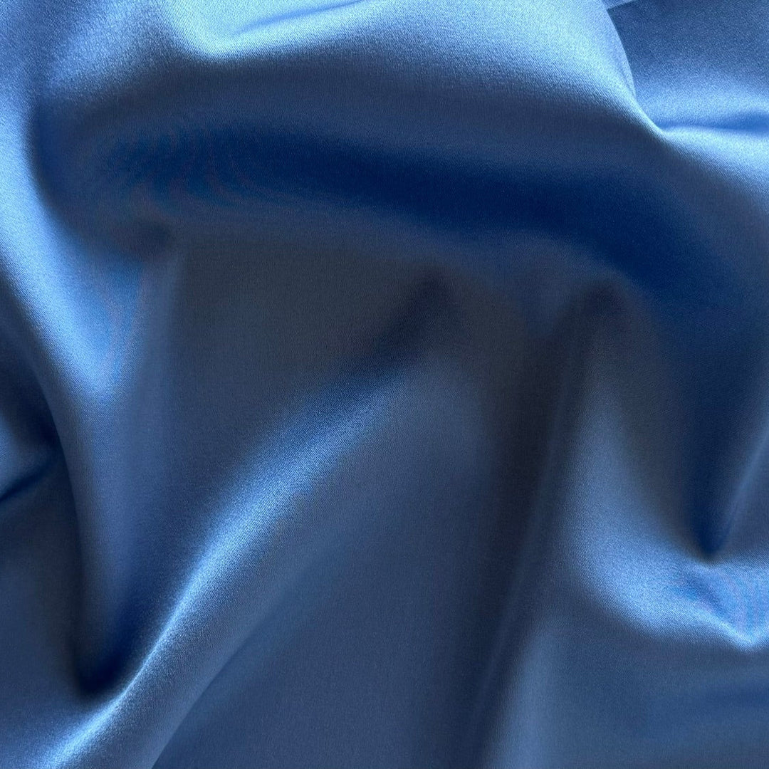 Midsummer Sky Blue Stretch Silk Satin Charmeuse