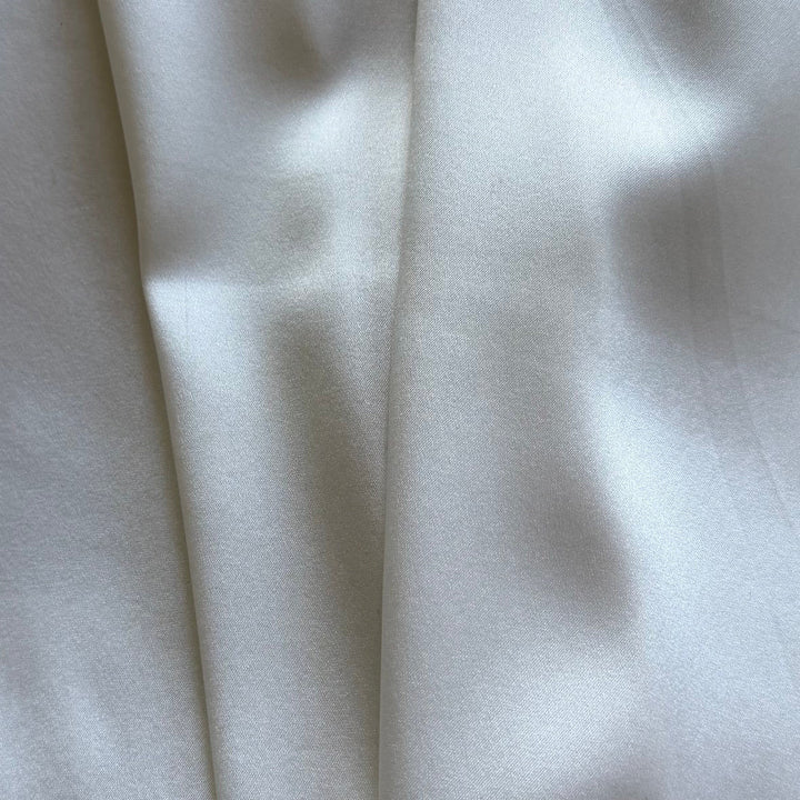 Cloud White Stretch Silk Satin Charmeuse