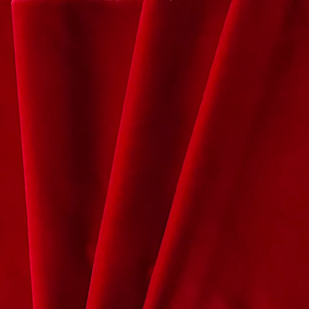 Mid-Weight Brilliant Ruby Red Cotton Velvet (Made in Italy)