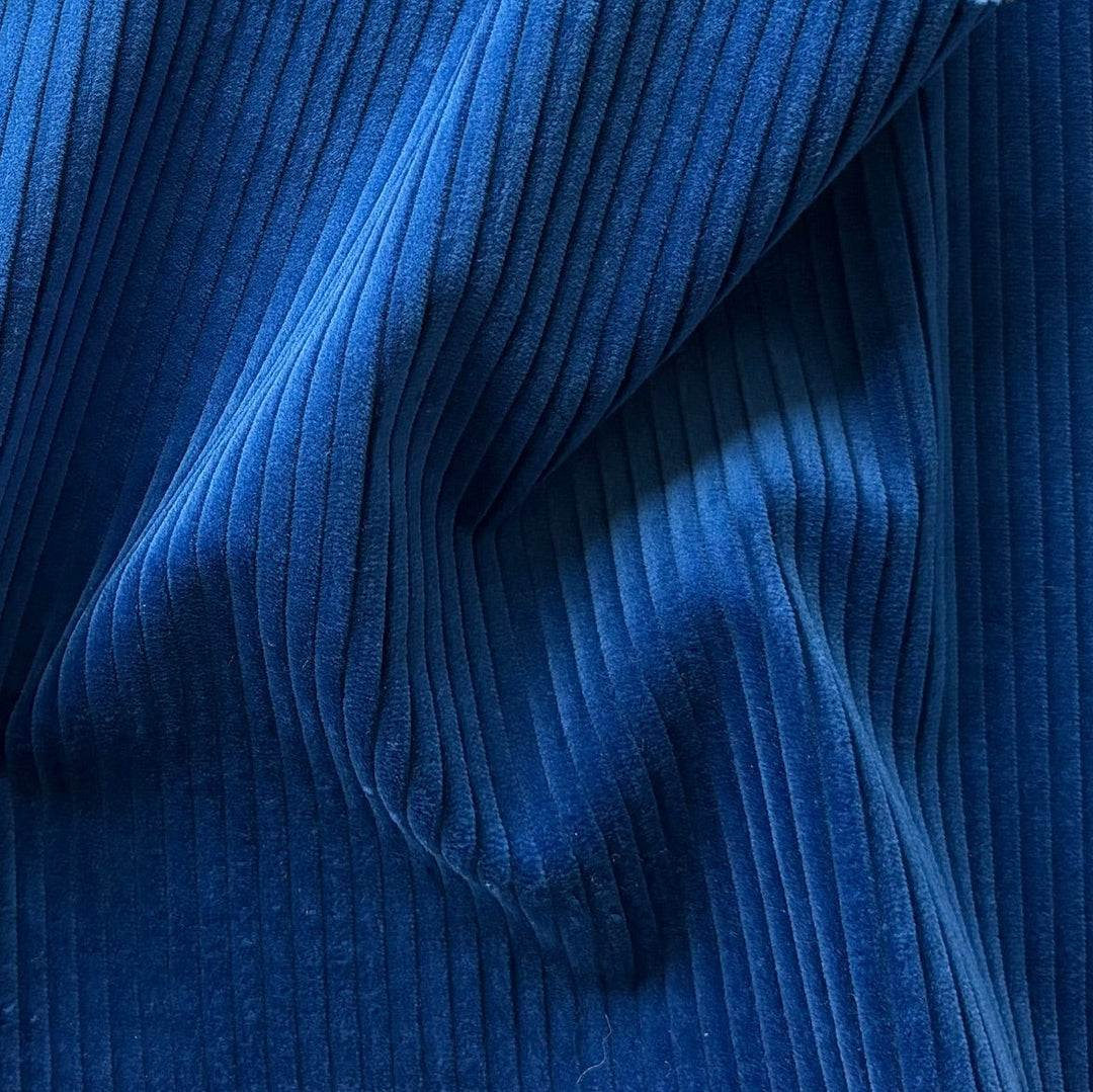 Loro Piana Royal Blue Plush Wide-Wale Cotton Corduroy (Made in Italy)