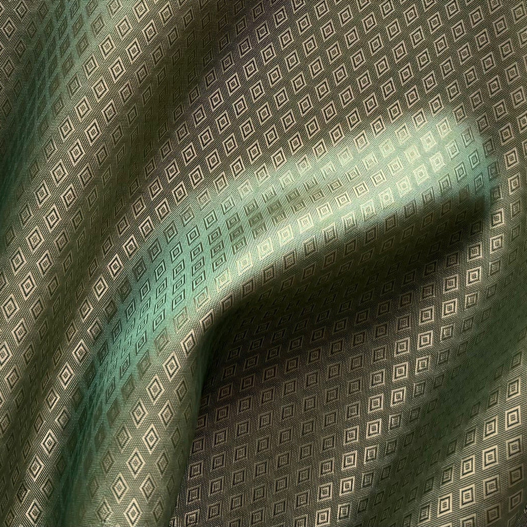 Bronzed Olive Diamonds Rayon Bemberg Twill Jacquard Lining (Made in Italy)