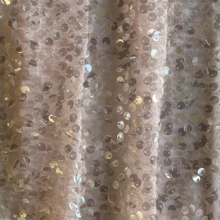 Blush Mist Sequined Pleated Polyester Tulle