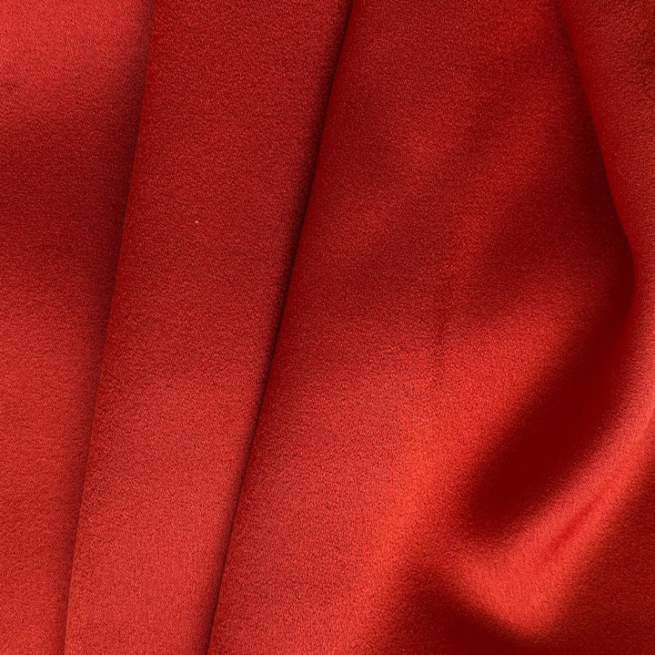 High-End Vivid Persimmon Reversible Rayon Viscose Satin/Crepe (Made in Italy)