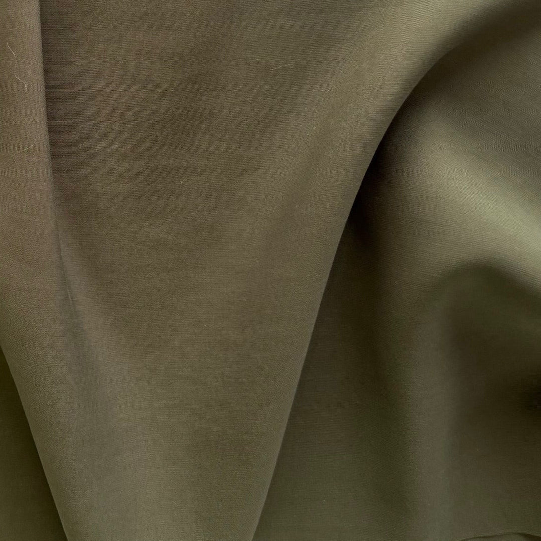 Mid-Weight Dull Olive Sueded Rayon Viscose Blend Challis (Made in Italy)