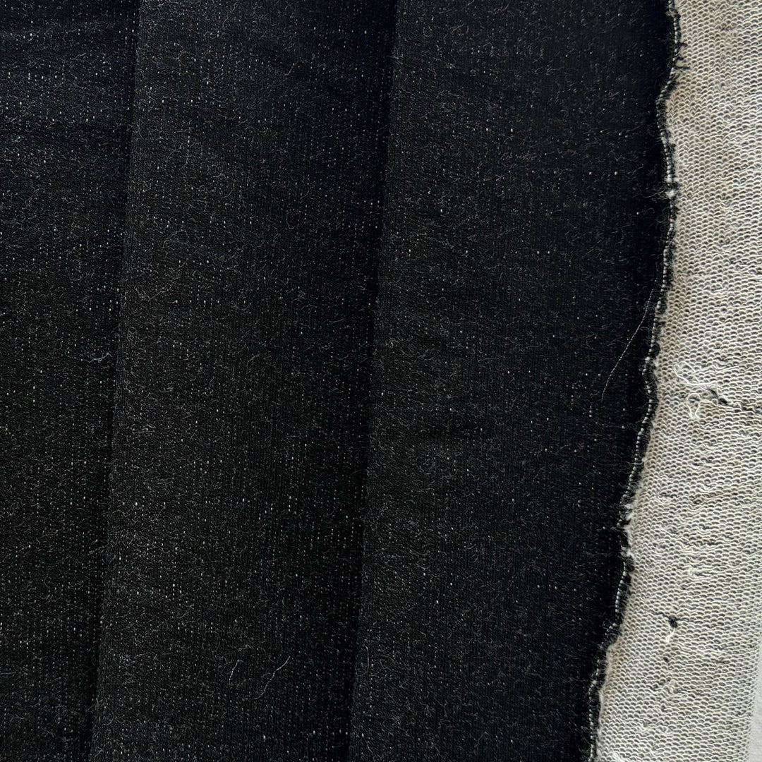 Lighter-Weight Heathered Black Cotton French Terry Knit (Made in Canada)