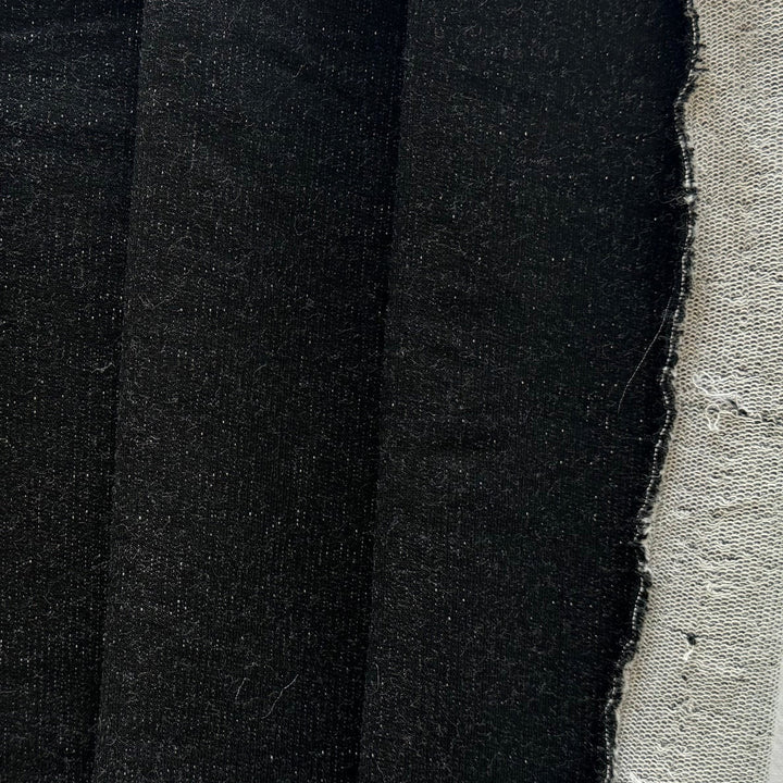 Lighter-Weight Heathered Black Cotton French Terry Knit (Made in Canada)