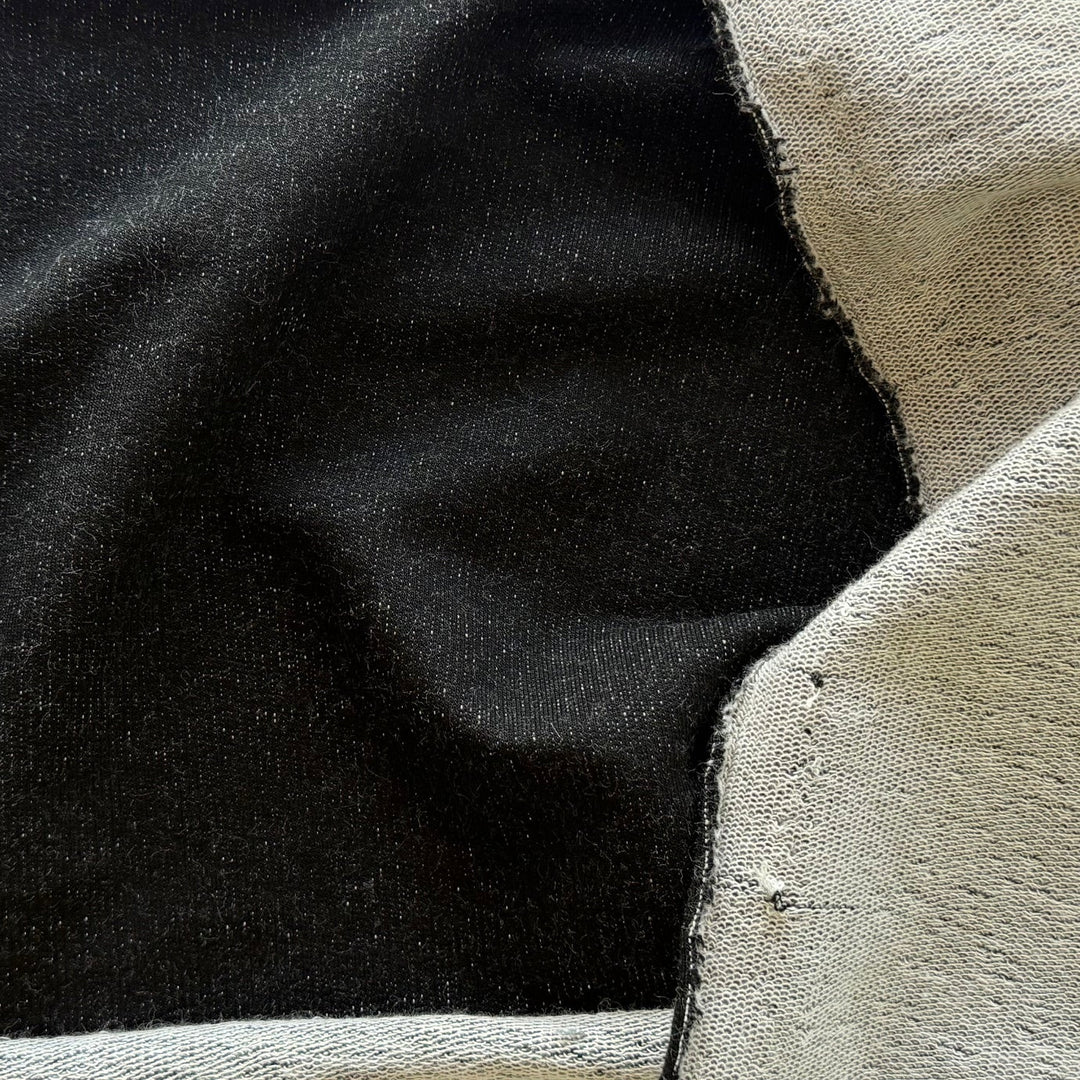 Lighter-Weight Heathered Black Cotton French Terry Knit (Made in Canada)
