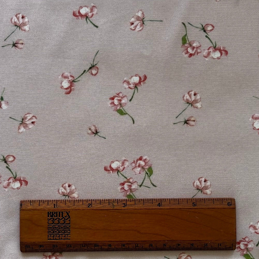 Sweet Tumbling Blooms Mauve Rayon Viscose Challis (Made in Italy)