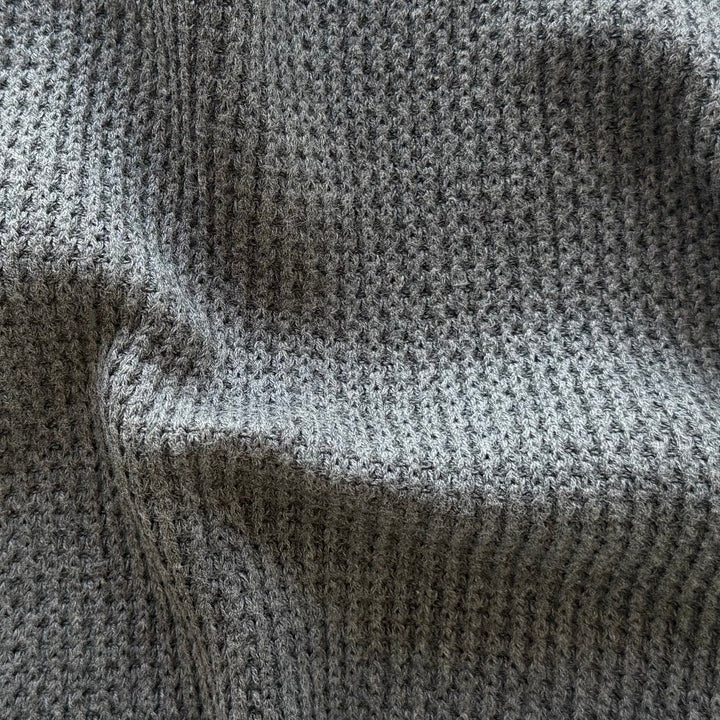 Whale Grey Cotton Blend Mock Thermal Rib Knit