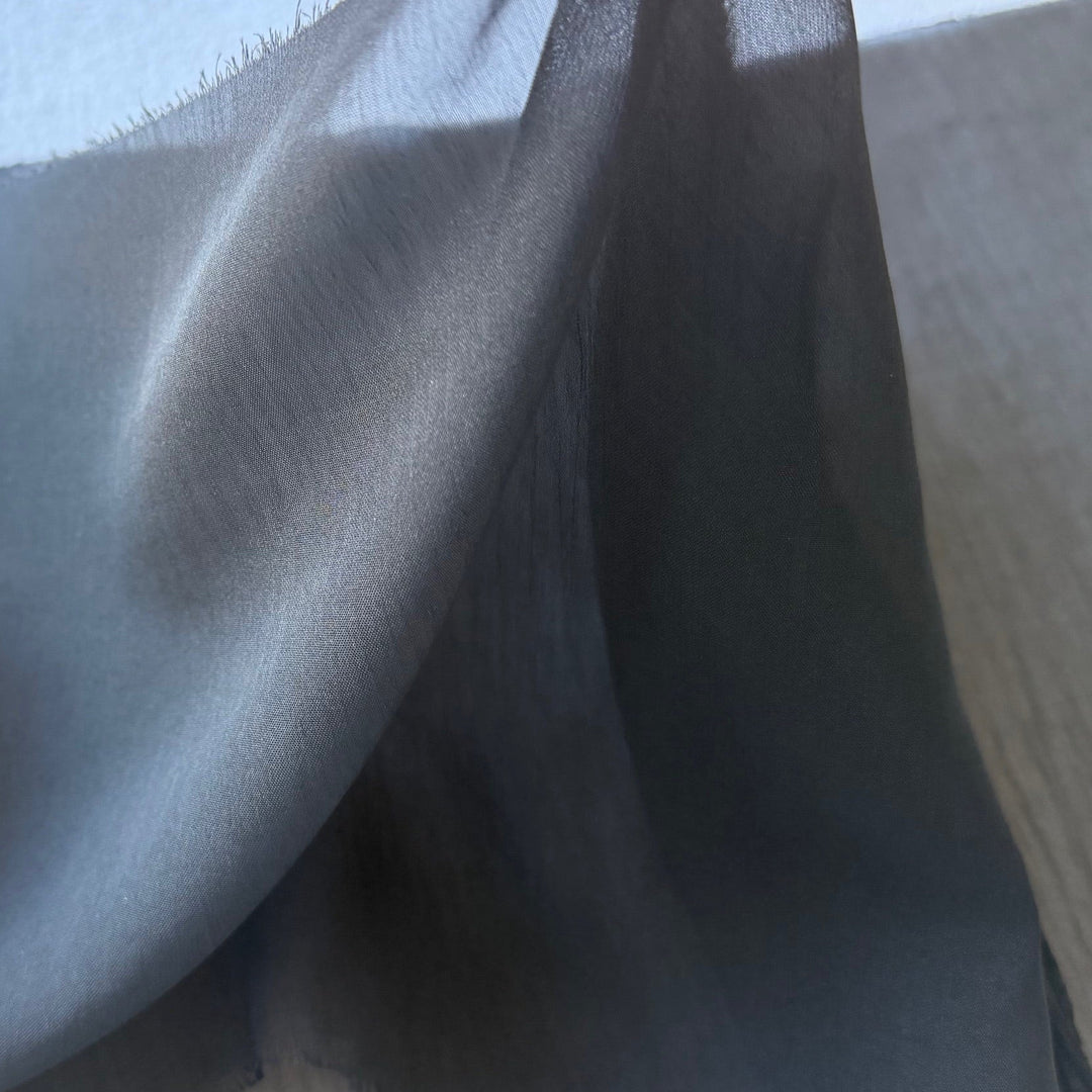 Semi-Sheer Onyx Crinkled Polyester Chiffon