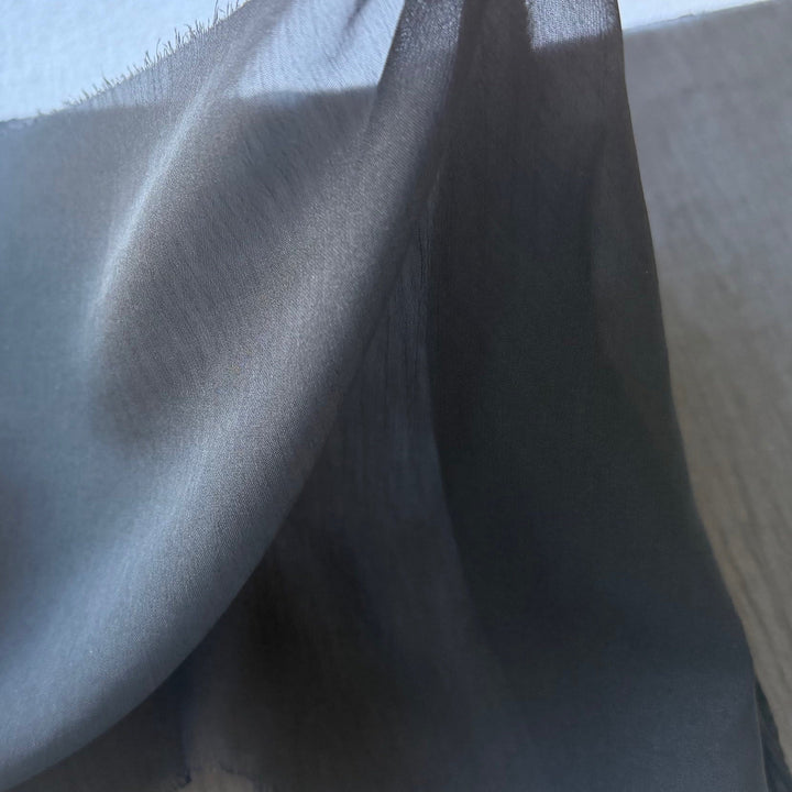 Semi-Sheer Onyx Crinkled Polyester Chiffon