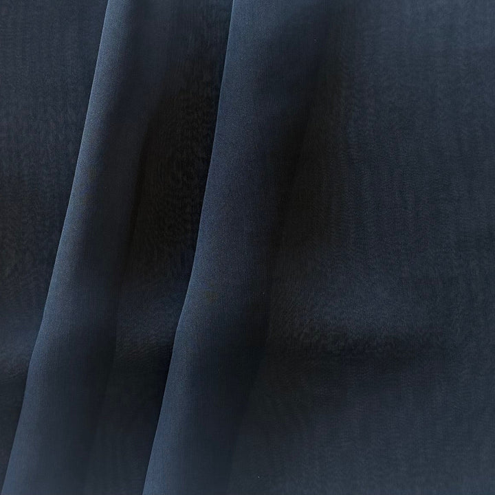 Semi-Sheer Onyx Crinkled Polyester Chiffon
