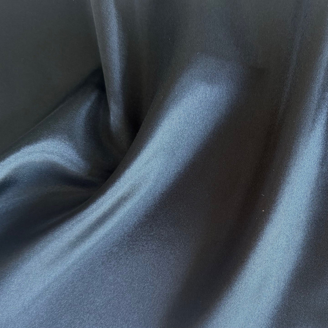 Light-Weight Black Polyester Satin Charmeuse