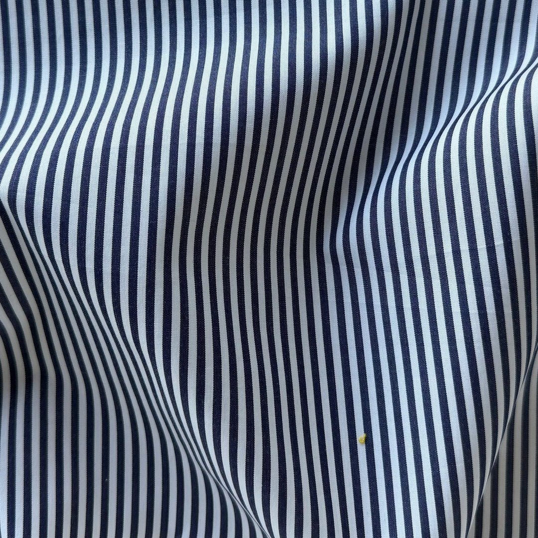 Handsome India Ink & White Striped 2-Ply Cotton Shirting (Made in Italy)
