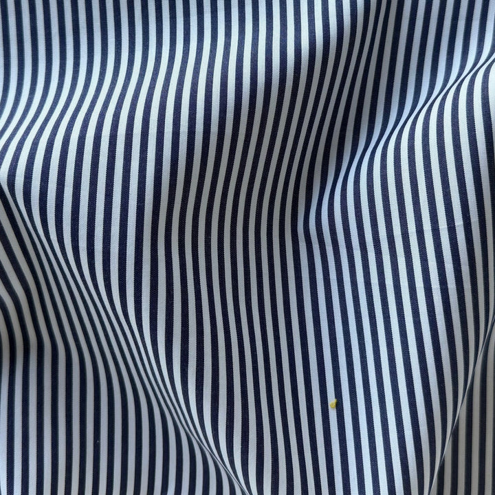 Handsome India Ink & White Striped 2-Ply Cotton Shirting (Made in Italy)