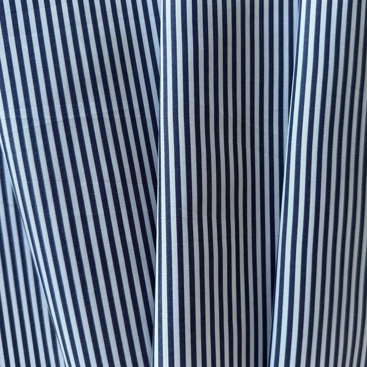 Handsome India Ink & White Striped 2-Ply Cotton Shirting (Made in Italy)
