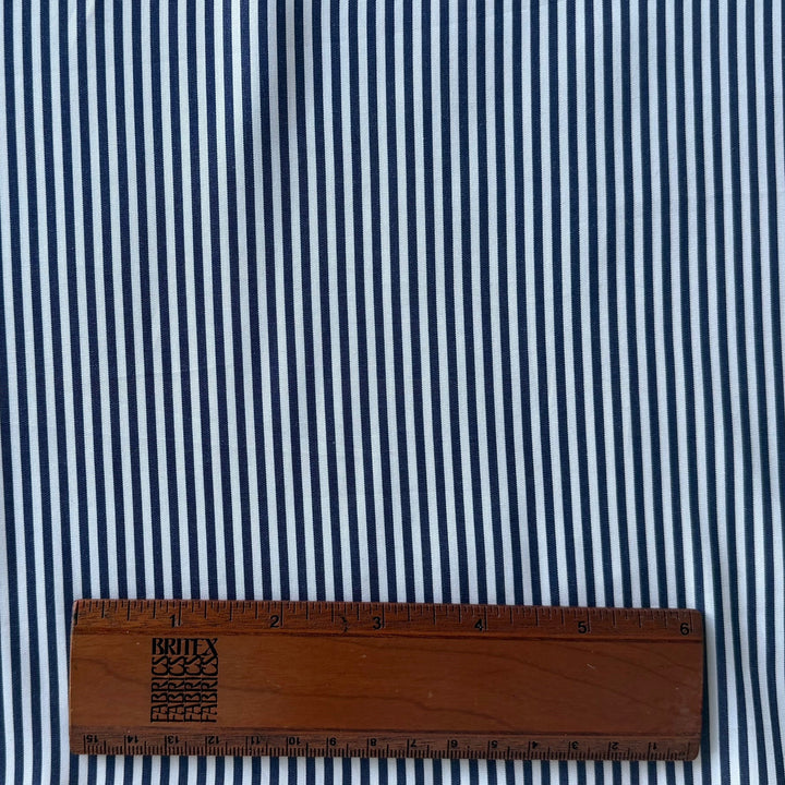 Handsome India Ink & White Striped 2-Ply Cotton Shirting (Made in Italy)