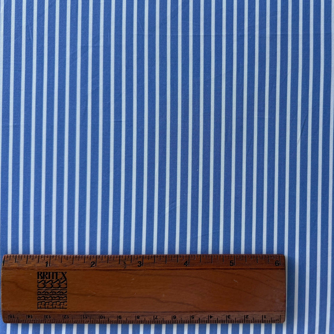 Crisp Cornflower Blue & White Striped 2-Ply Cotton Shirting (Made in Italy)