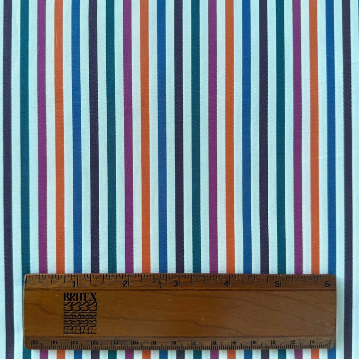 Urban Rainbow Striped Crisp 2-Ply Cotton Shirting (Made in Italy)