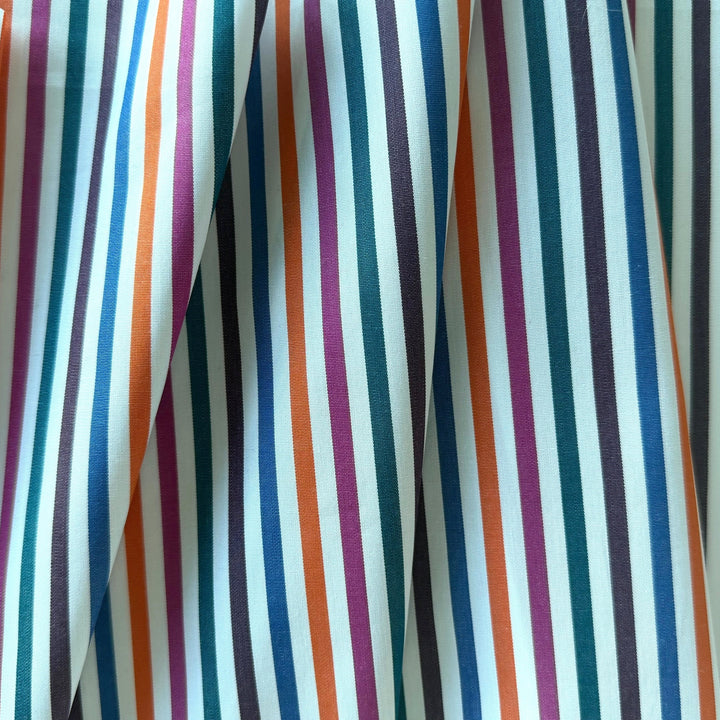 Urban Rainbow Striped Crisp 2-Ply Cotton Shirting (Made in Italy)