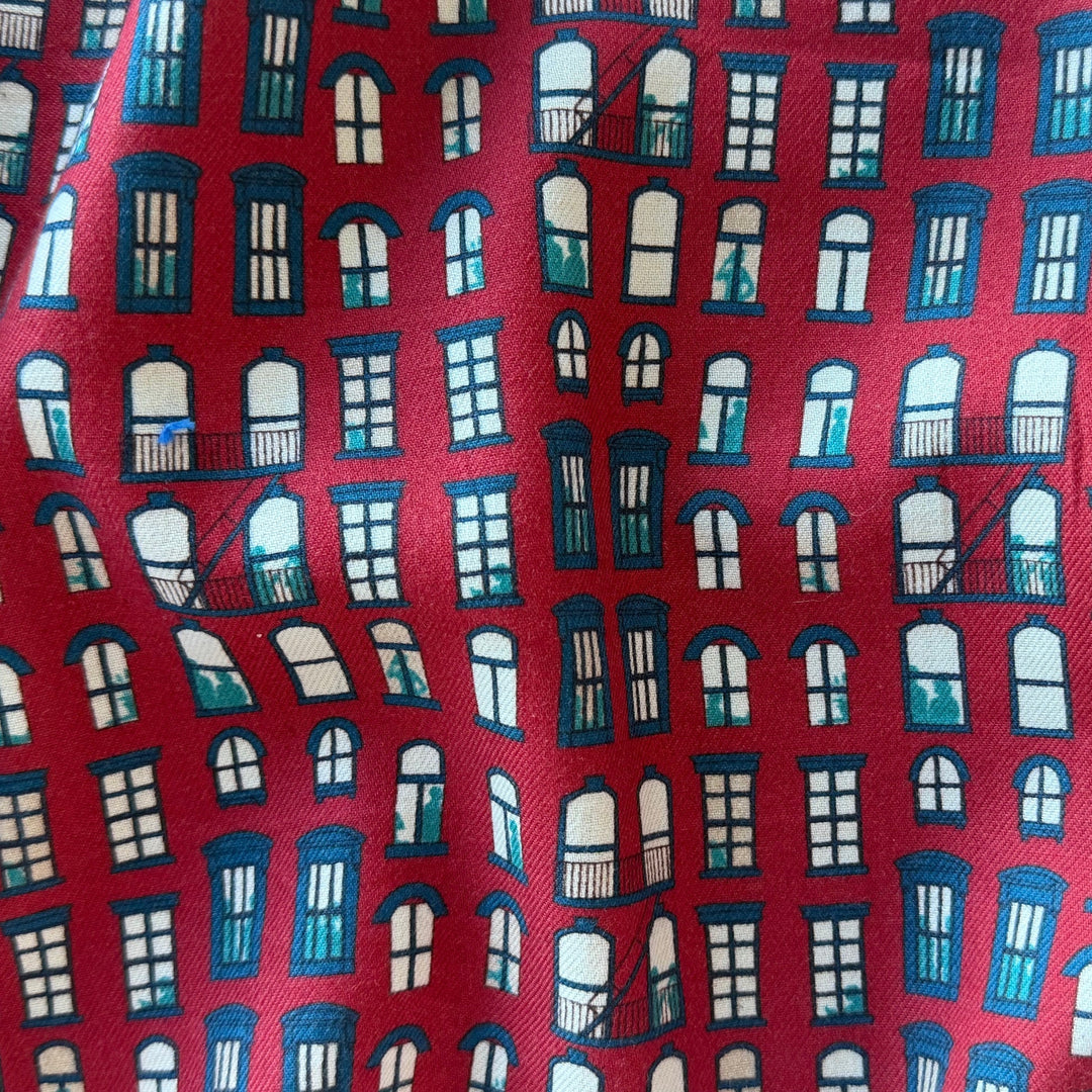 Liberty of London East Village Red Cotton & Viscose Blend (Made in Italy)