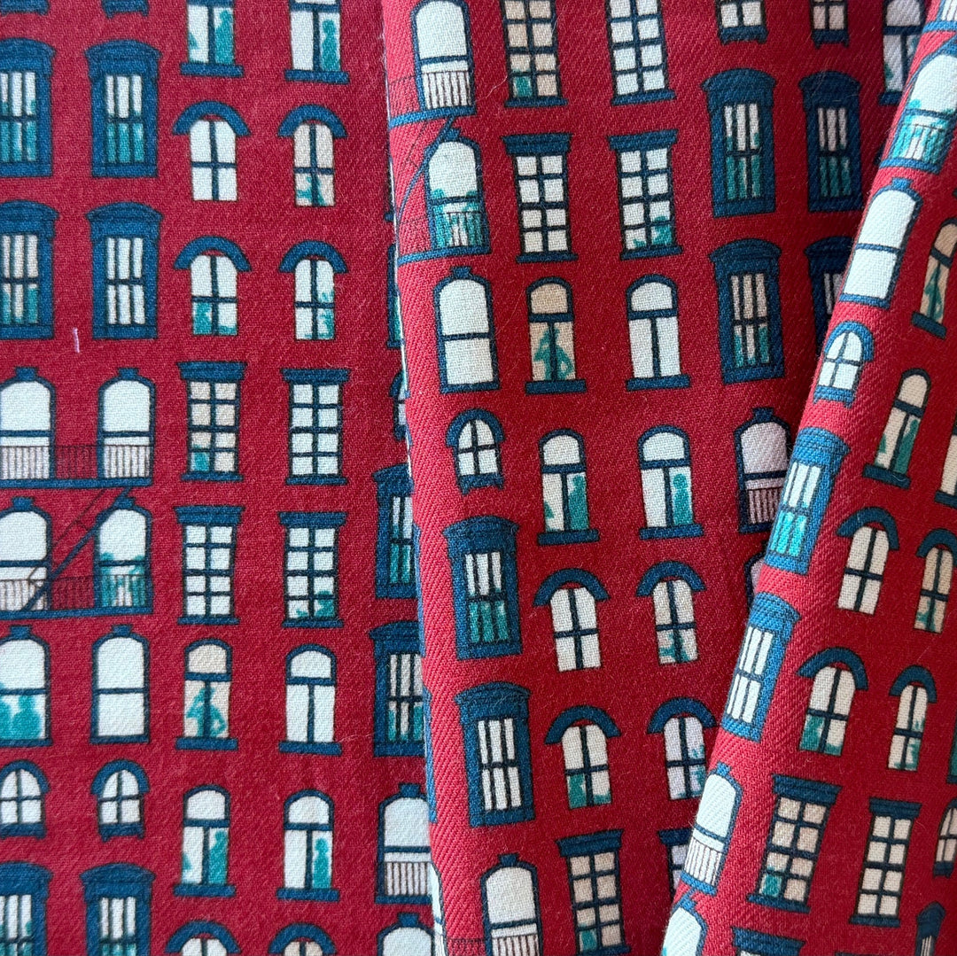 Liberty of London East Village Red Cotton & Viscose Blend (Made in Italy)