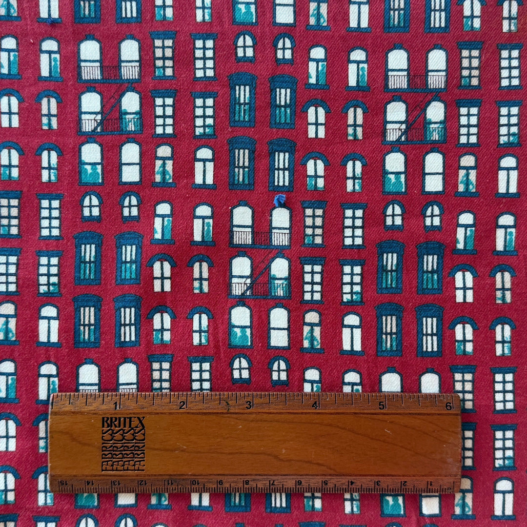 Liberty of London East Village Red Cotton & Viscose Blend (Made in Italy)