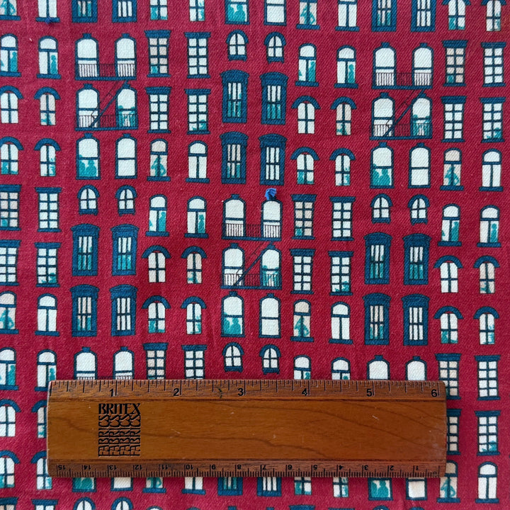 Liberty of London East Village Red Cotton & Viscose Blend (Made in Italy)