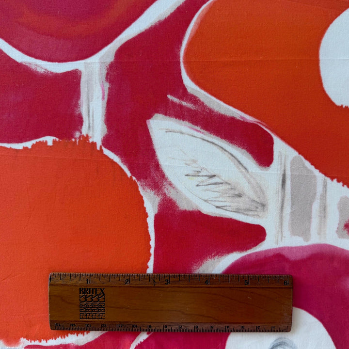 High End Abstract Cherry & Tangerine Crisp Cotton Poplin (Made in Italy)