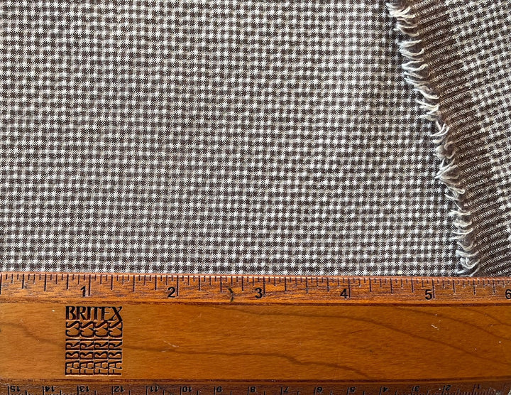 Café au Lait & Cream Checked Stretch Wool Seersucker (Made in Italy)