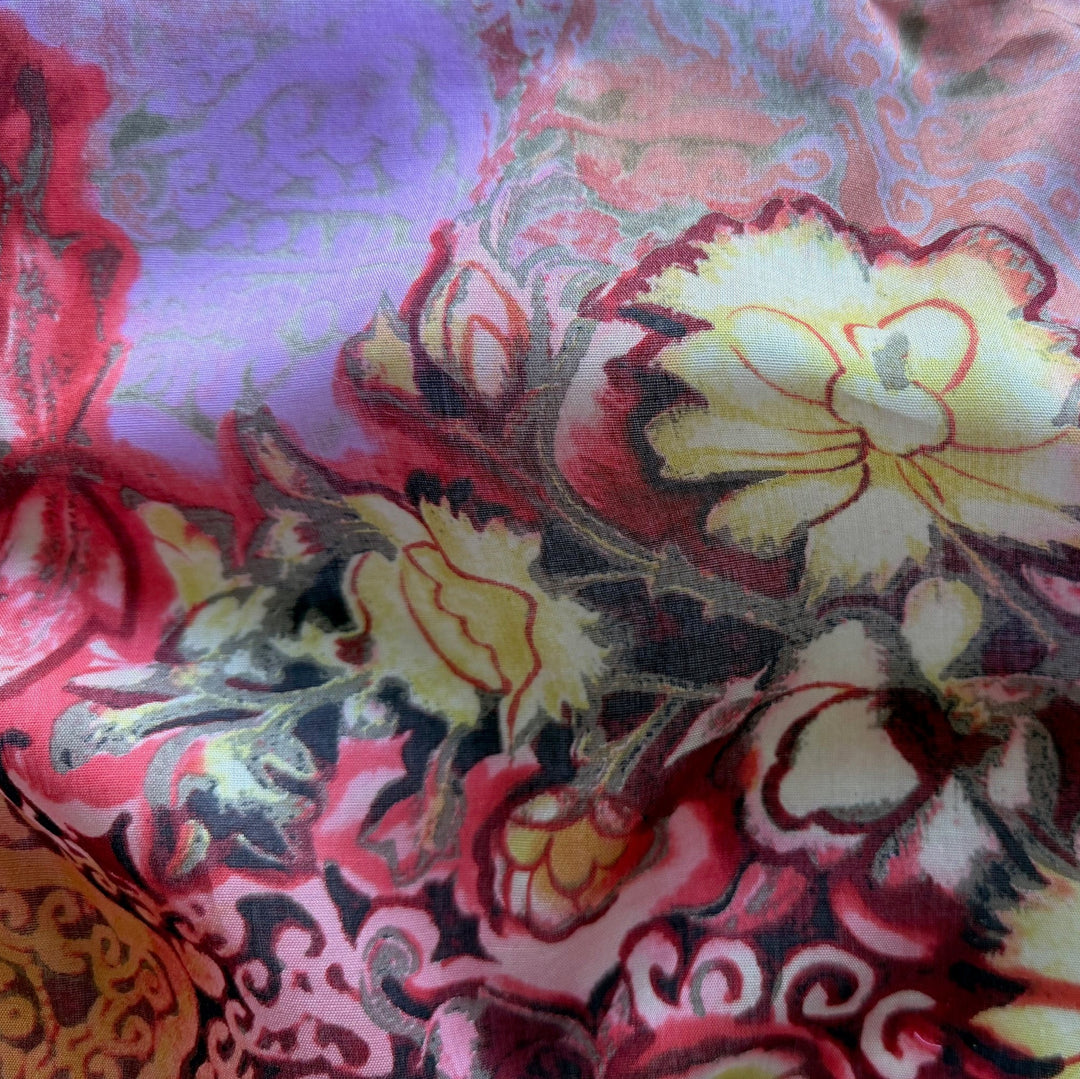 Semi-Sheer Floral Deluge on Amethyst Cotton Batiste (Made in Italy)