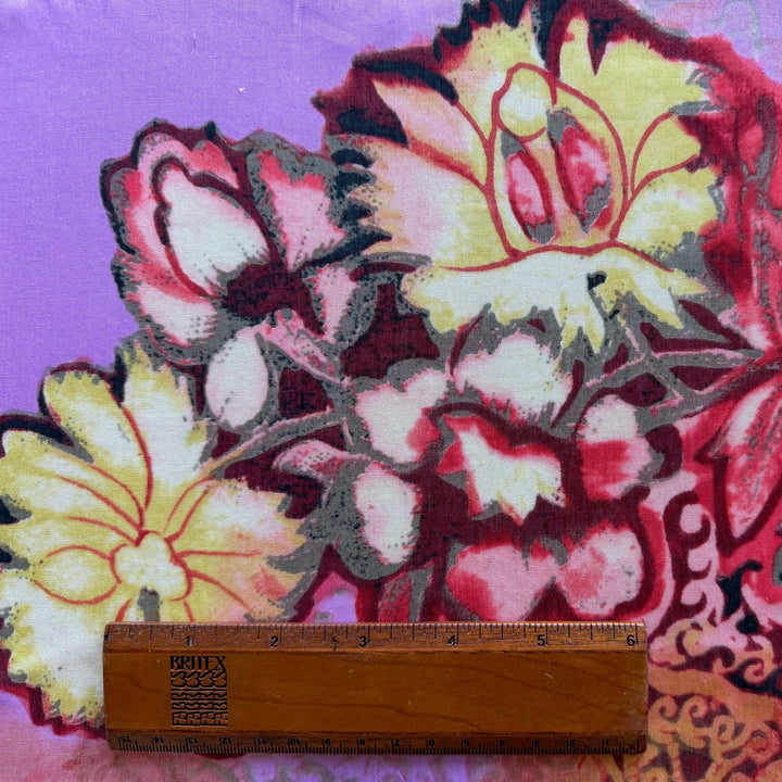 Semi-Sheer Floral Deluge on Amethyst Cotton Batiste (Made in Italy)