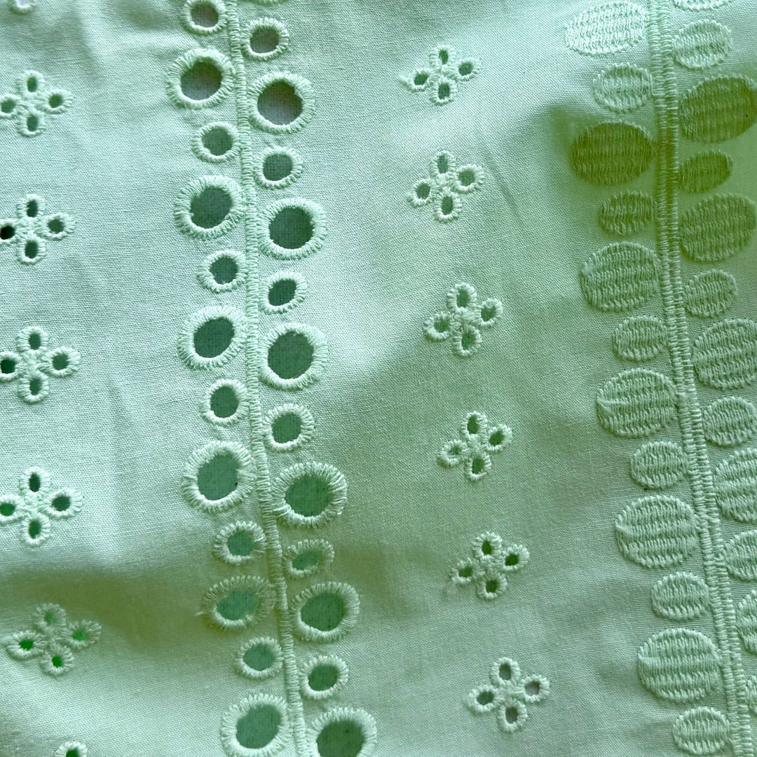 Candy-Mint Embroidered Cotton Eyelet Lawn (Made in Italy)