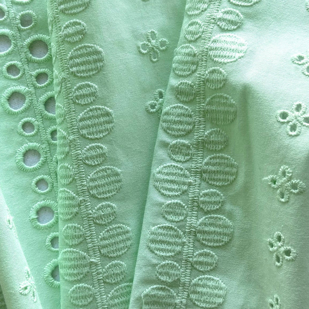 Candy-Mint Embroidered Cotton Eyelet Lawn (Made in Italy)
