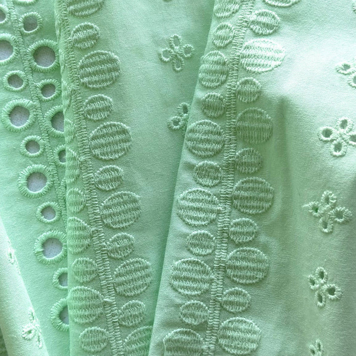 Candy-Mint Embroidered Cotton Eyelet Lawn (Made in Italy)