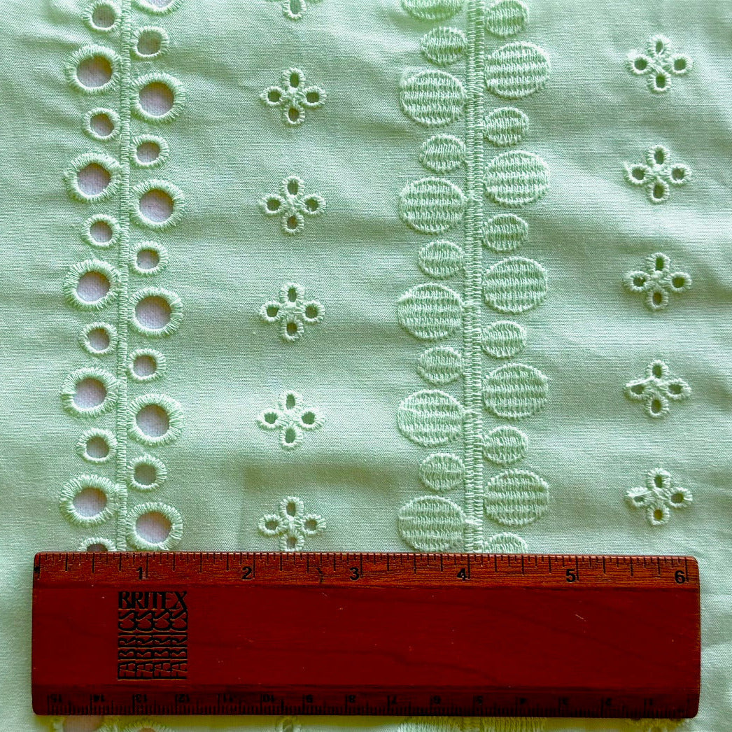 Candy-Mint Embroidered Cotton Eyelet Lawn (Made in Italy)
