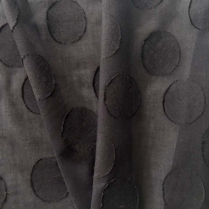 Semi-Sheer Elegant Onyx Orbs Embroidered Cotton Lawn (Made in Italy)