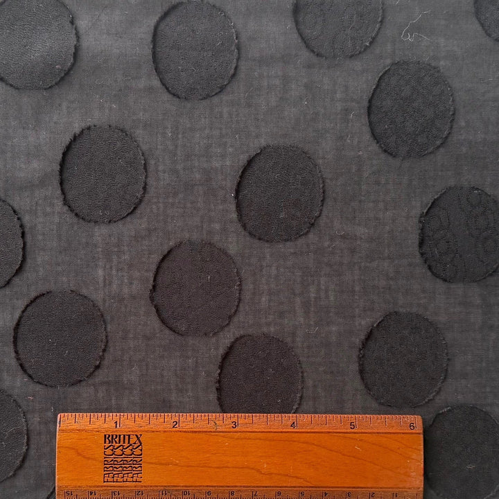 Semi-Sheer Elegant Onyx Orbs Embroidered Cotton Lawn (Made in Italy)