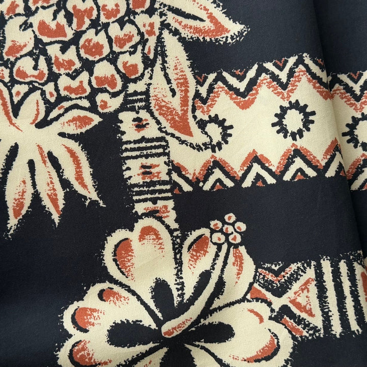 Geometric 1940s Inspired Persimmon & Cream Crisp Cotton Poplin (Made in Italy)